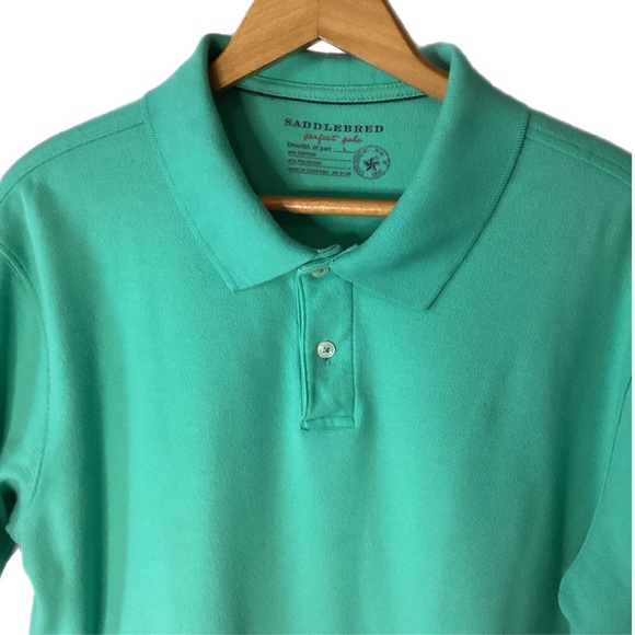 Saddlebred L Perfect Polo Mens Teal Green Shirt Golf Casual EUC - Picture 2 of 15
